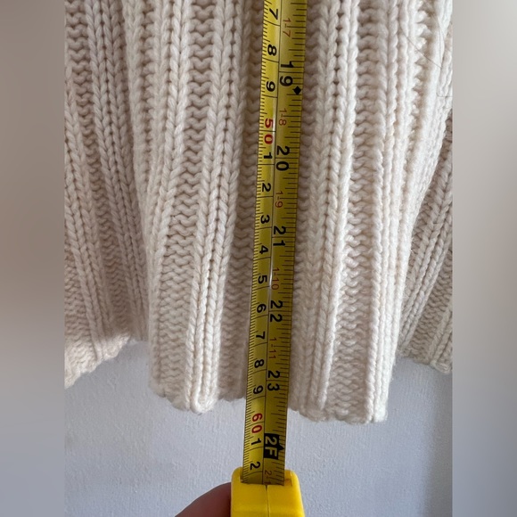 Cotton Emporium Womens Pullover Sweater Ivory Cable Knit Ribbed Hem Crew - Picture 4 of 4